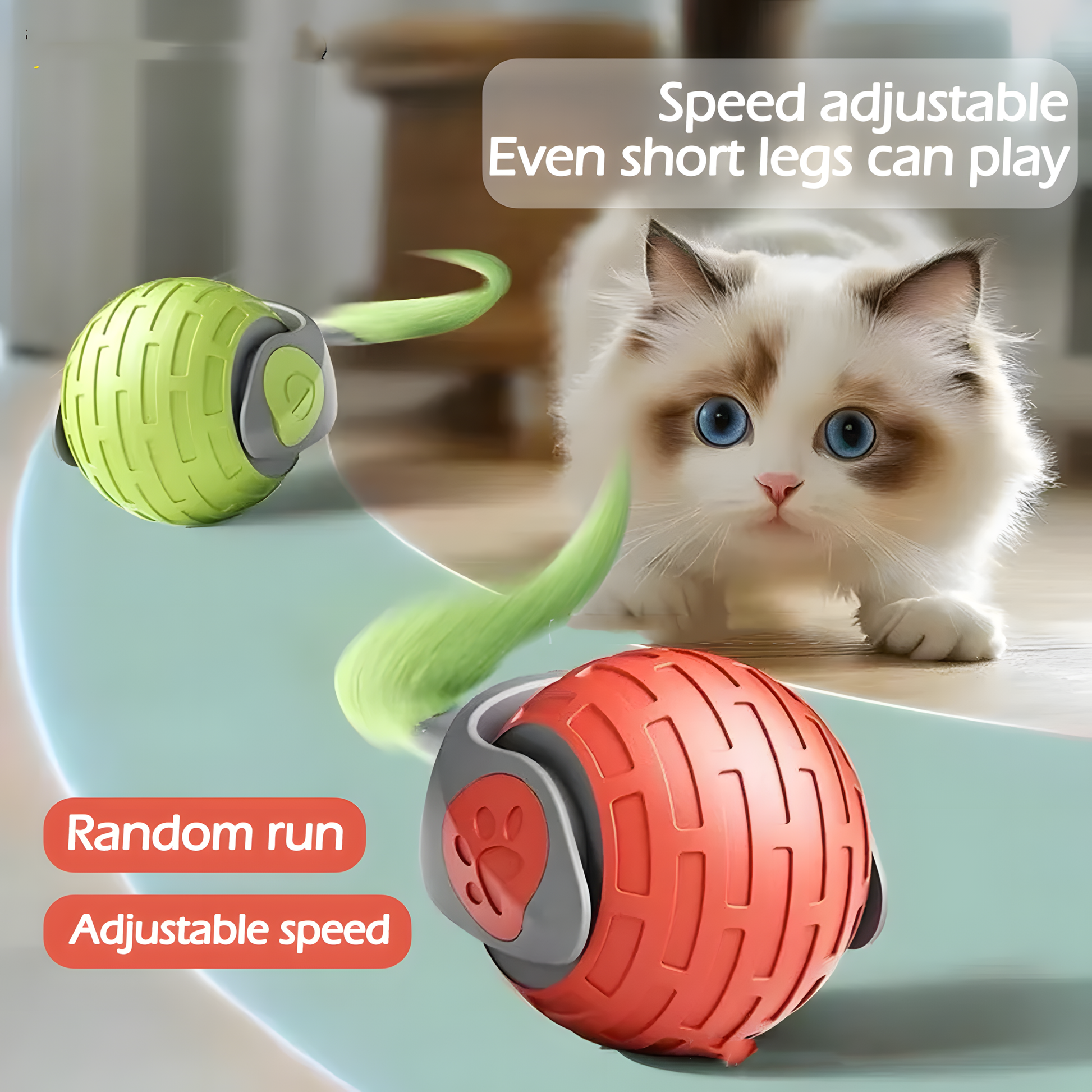 Fluffy Tail Rolling Cat Toy
